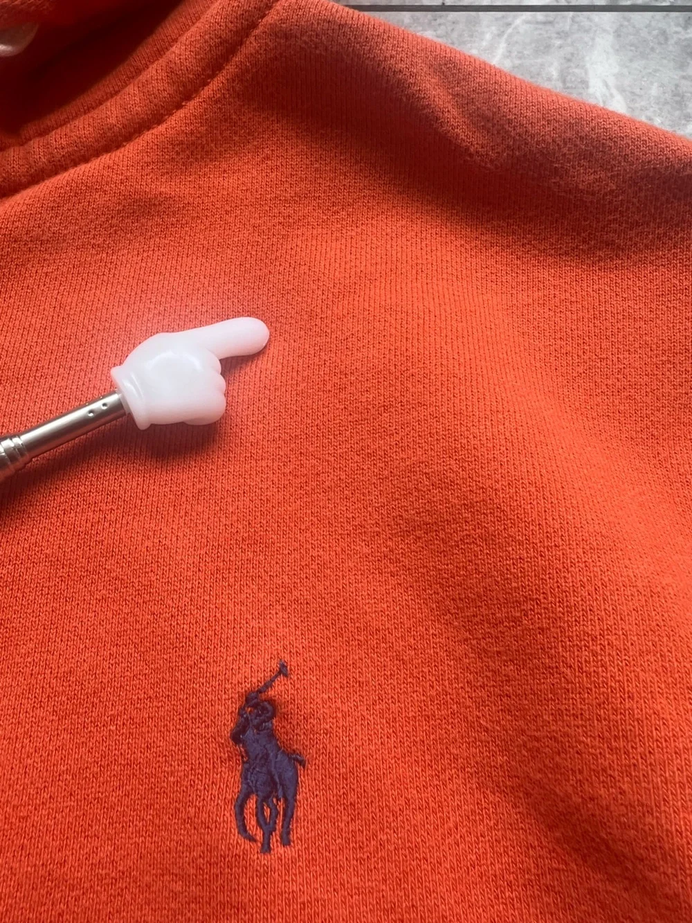 Polo Ralph Lauren Full Zip Hoodie Orange Mens Embroidered Hooded Sweatshirt L